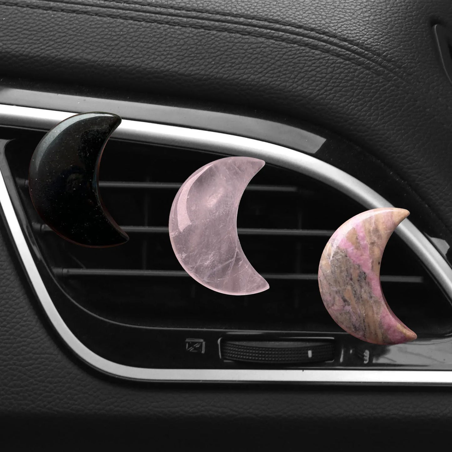 Réinitialisation de parfum d'aromathérapie de voiture, pierre naturelle de guérison CitroQuartz, pierre précieuse de lune et d'étoile, décoration intérieure, 1PC