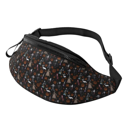 Sac Banane Personnalisé L'Étrange Noël de Monsieur Jack, Sacoche à Bandoulière pour Voyage, Randonnée, Téléphone, Poudres d'Argent