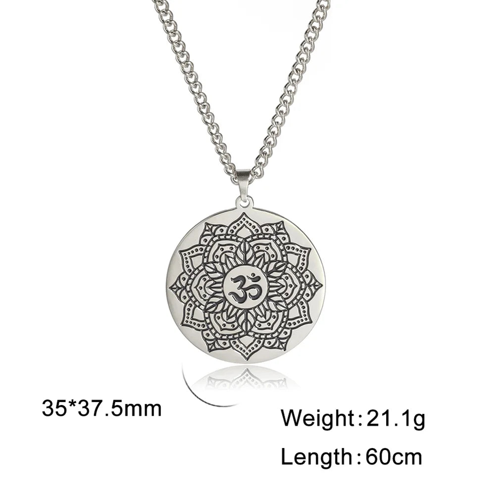 EUEAVAN Yoga Lotus Ohm symbole pendentif collier hindou bouddhiste chaîne en acier inoxydable méditation spirituelle religieux bijoux cadeaux