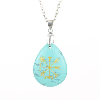 Collier pendentif en obsidienne chakra naturel, semi-réservoir, pierre d'oeil de tigre, Viking Rune Vegvisir, attention sman, Os Teardstress