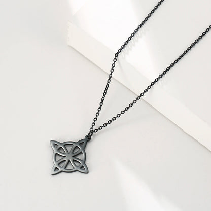 Skyrim Metatron Cube Collier pendentif noeud de sorcière Double amulette Protection Colliers en acier inoxydable Bijoux de sorcellerie vintage