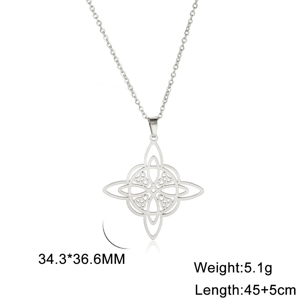 Collier Vintage avec nœud de sorcière pour femmes, pendentif porte-bonheur, amulette de Protection des celtiques irlandais, en acier inoxydable, bijoux Wicca, cadeau