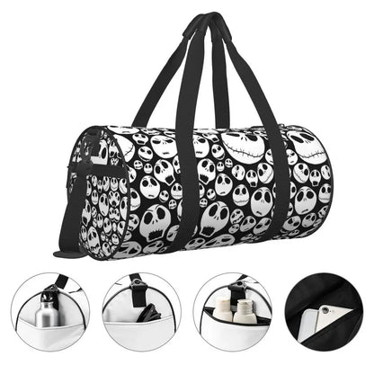 Sac fourre-tout de plage personnalisé Jack Skellington pour femmes, squelette vivant, grand compartiment, sacs de voyage pour salle de sport et plage