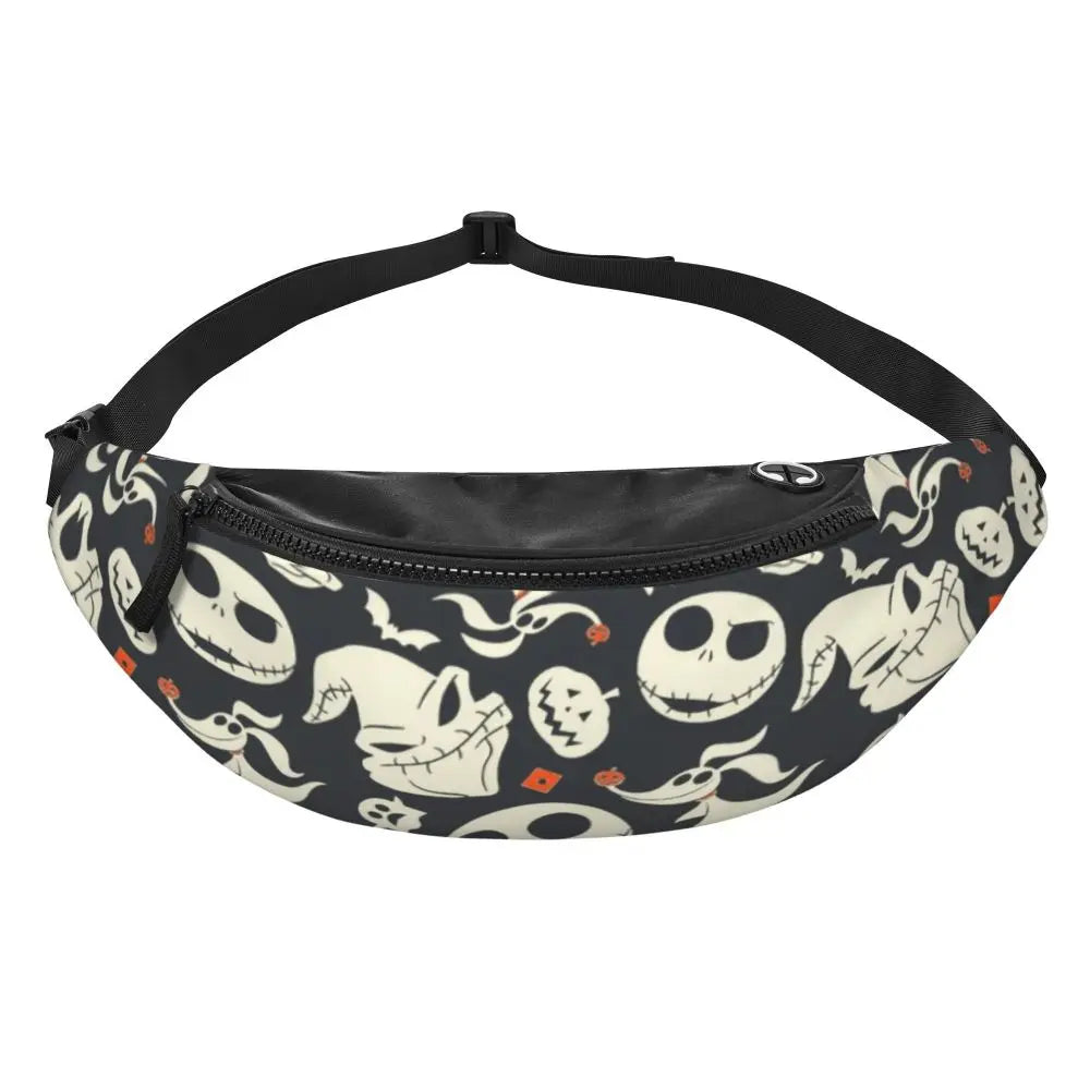 Sac Banane Personnalisé L'Étrange Noël de Monsieur Jack, Sacoche à Bandoulière pour Voyage, Randonnée, Téléphone, Poudres d'Argent