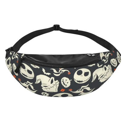 Sac Banane Personnalisé L'Étrange Noël de Monsieur Jack, Sacoche à Bandoulière pour Voyage, Randonnée, Téléphone, Poudres d'Argent