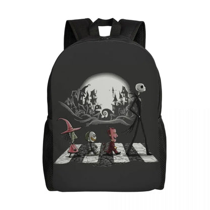 Sac à dos de voyage personnalisé citrouille King Jack Skellington souriant, sac à livres pour ordinateur d'école, le cauchemar avant noël