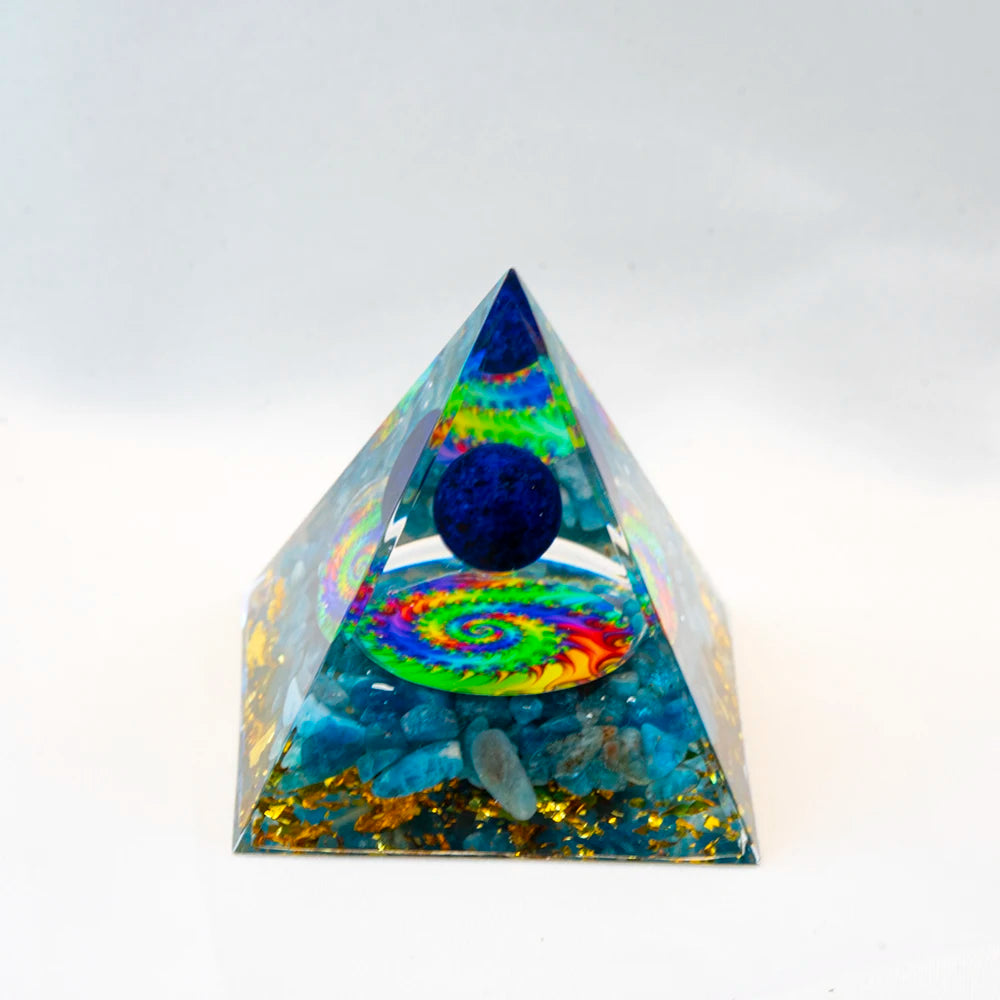 Pyramide de générateur d'énergie en cristal naturel, péridot, améthyste, Reiki, Chakra de guérison, pyramide en résine, décor égyptien, décoration de salle, 1 pièce