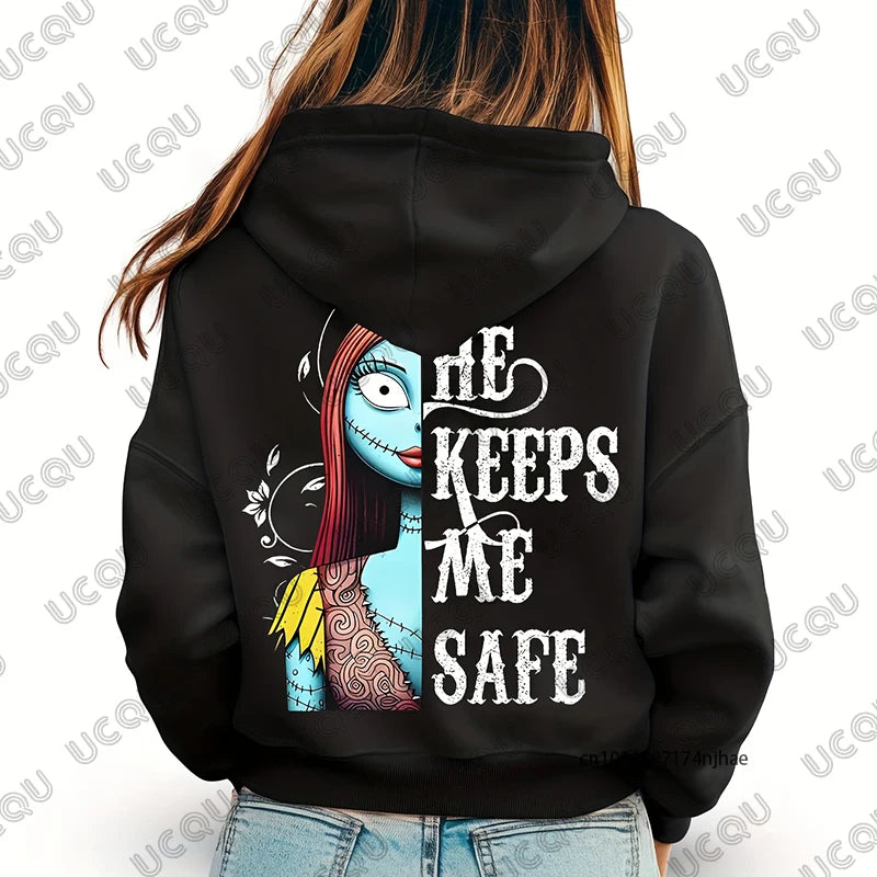 Halloween automne hiver Disney le cauchemar avant noël Sally & Jack imprimer sweats à capuche pour hommes femmes hauts surdimensionnés