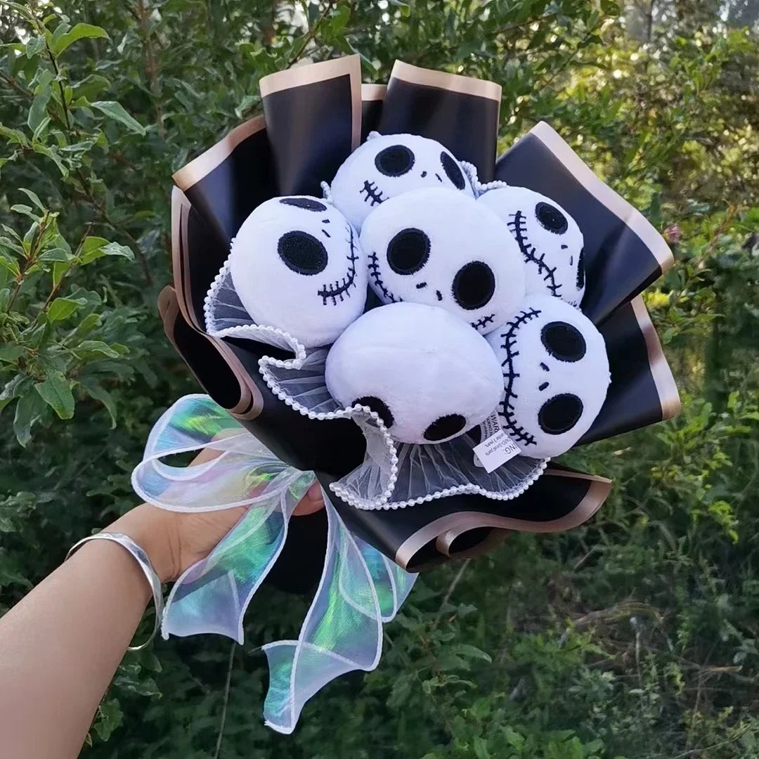 Bouquet en peluche Jack Skellington pour Halloween, jouets avec savon, Rose, fleur, crâne de terreur, fantôme, cadeaux de noël/saint-valentin