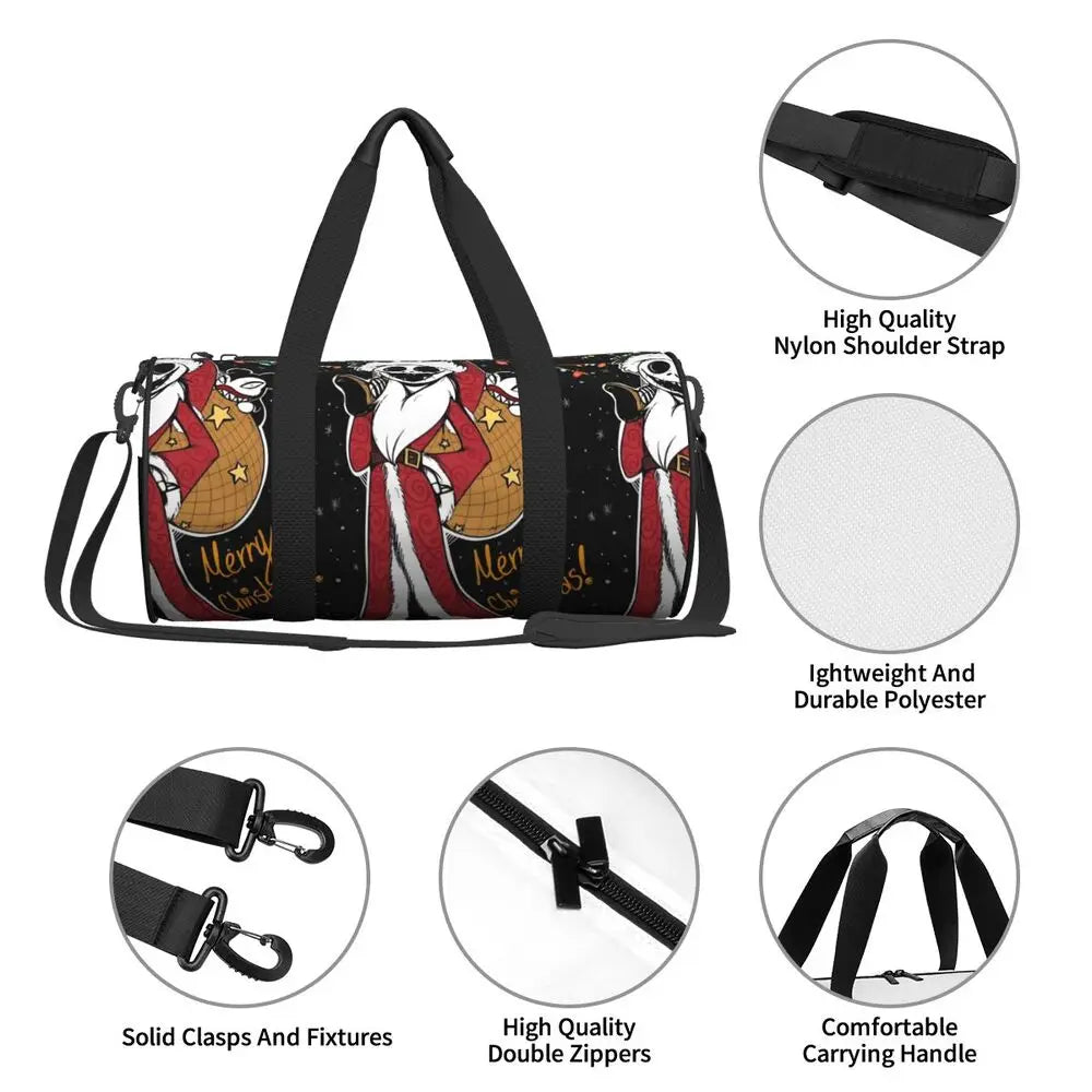 Sac fourre-tout de plage personnalisé Jack Skellington pour femmes, squelette vivant, grand compartiment, sacs de voyage pour salle de sport et plage