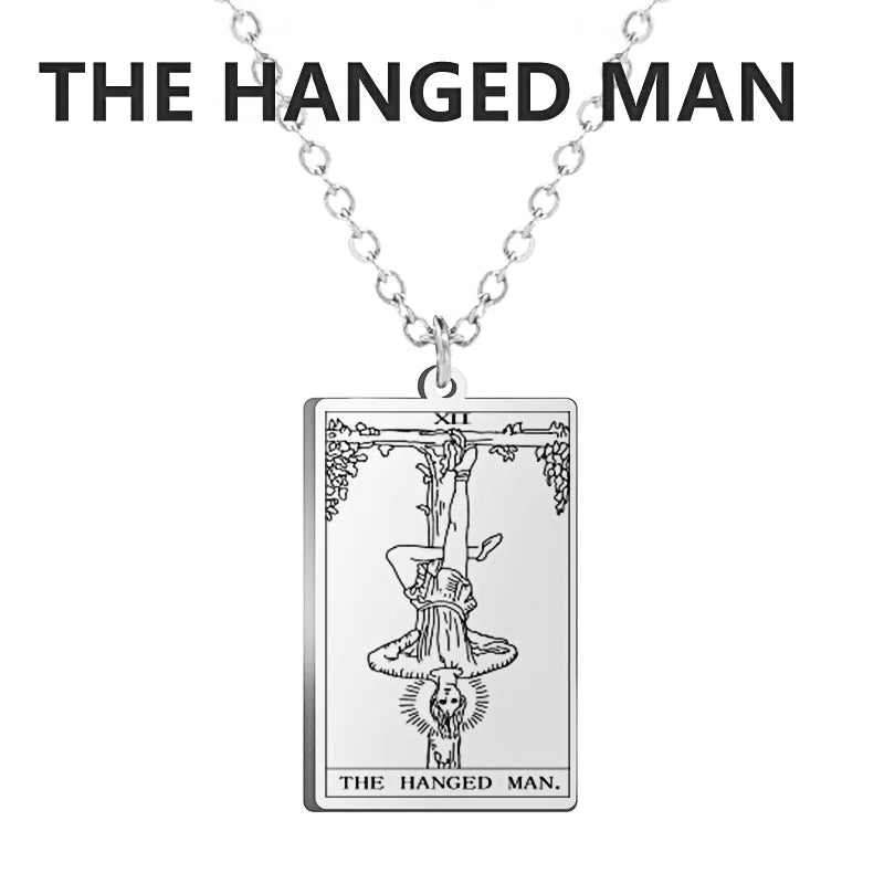 Dawapara – collier de cartes de Tarot pour femmes, en acier inoxydable, amulette de richesse, Tarot classique, arcanes majeurs, bijoux de Divination