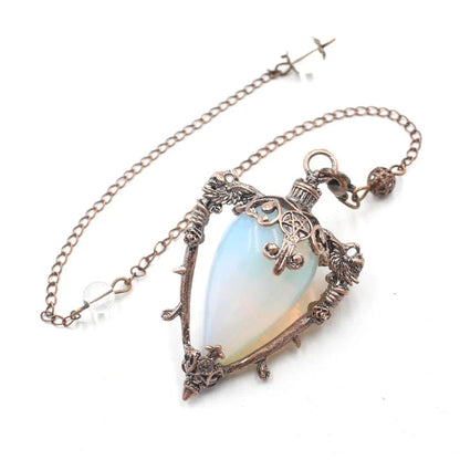 pendule spirituel veritable en cristal de quartz rose obsidienne, grand pendentif , ystes d'atterrissage, pendule radiesthésie pierre naturelle  précieuses pendules divinatoire en pierres spiritualité X202