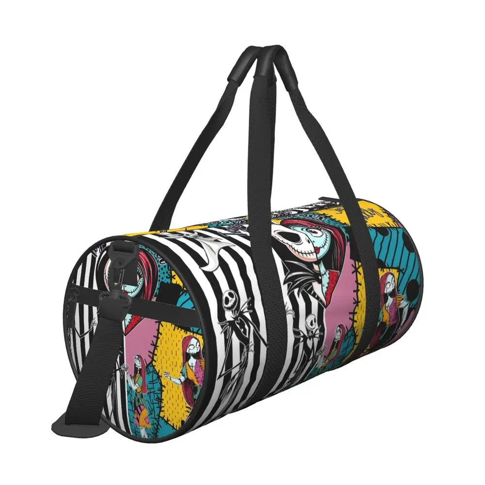 Sac fourre-tout de plage personnalisé Jack Skellington pour femmes, squelette vivant, grand compartiment, sacs de voyage pour salle de sport et plage