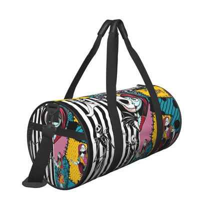 Sac fourre-tout de plage personnalisé Jack Skellington pour femmes, squelette vivant, grand compartiment, sacs de voyage pour salle de sport et plage