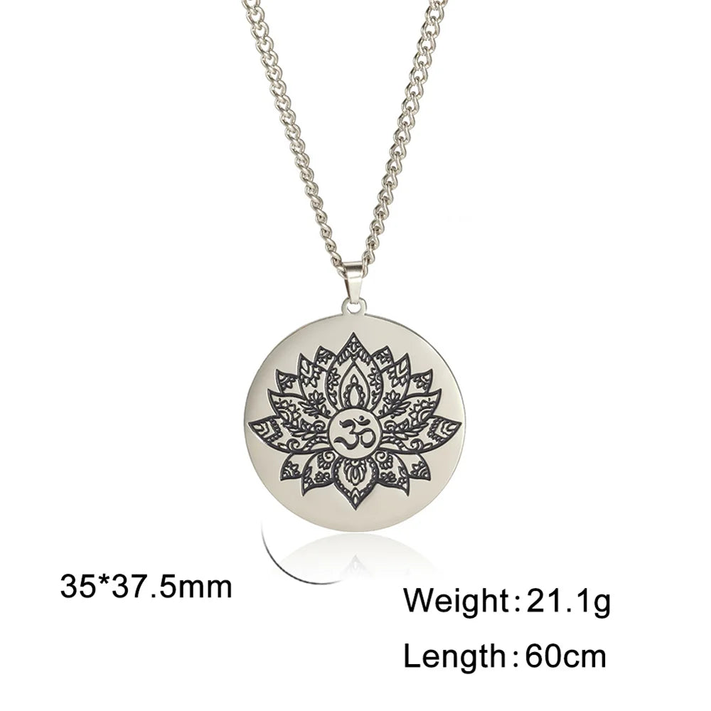 EUEAVAN Yoga Lotus Ohm symbole pendentif collier hindou bouddhiste chaîne en acier inoxydable méditation spirituelle religieux bijoux cadeaux