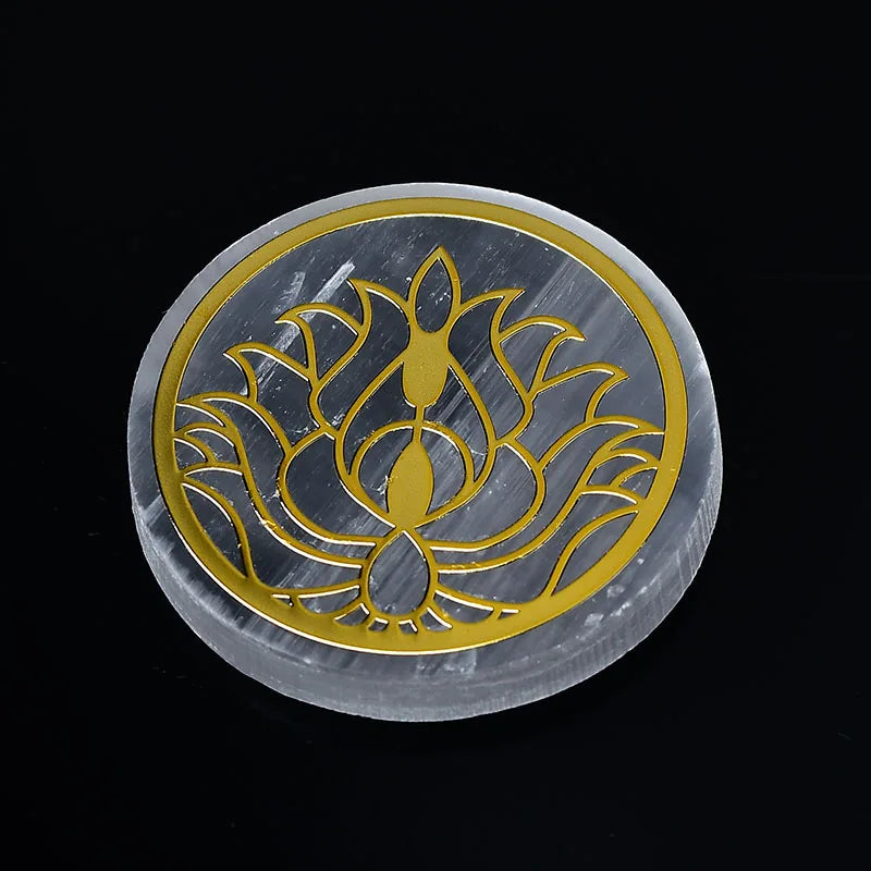 Plaque circulaire en sélénite naturelle, cristal de guérison, charge de Chakras minérales, dalle de gypse, spécimen de minéraux, décoration de maison, cadeau, 1 pièce