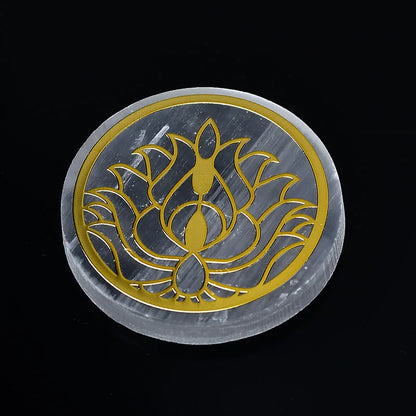 Plaque circulaire en sélénite naturelle, cristal de guérison, charge de Chakras minérales, dalle de gypse, spécimen de minéraux, décoration de maison, cadeau, 1 pièce