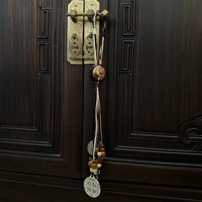 1 pièce Medalla De San Benito, Escapularios perles en bois chapelet médailles De Saint benoît pour porte avec Crucifix croix du Saint benoît