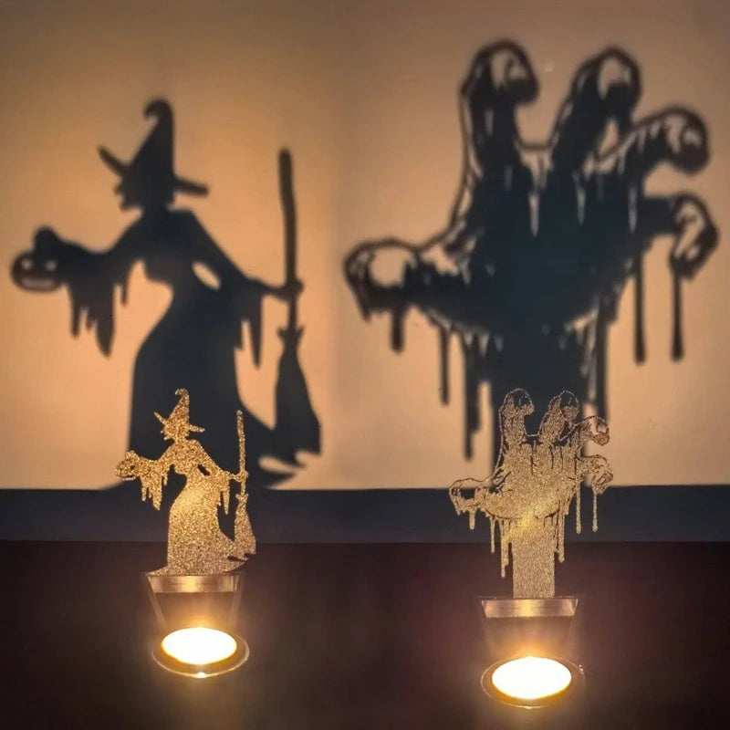 Support d'ombre amusant, bougeoir métallique, décoration d'halloween, ornements de bureau, bougies chauffe-plat effrayantes, décoration de fête
