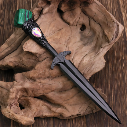 Épée en métal 88-96g, accessoires pour cheveux d'autel de sorcière en cristal, bâton de magicien, énergie païenne, Cosplay elfe gothique, baguette magique foncée, cadeaux de sorcière
