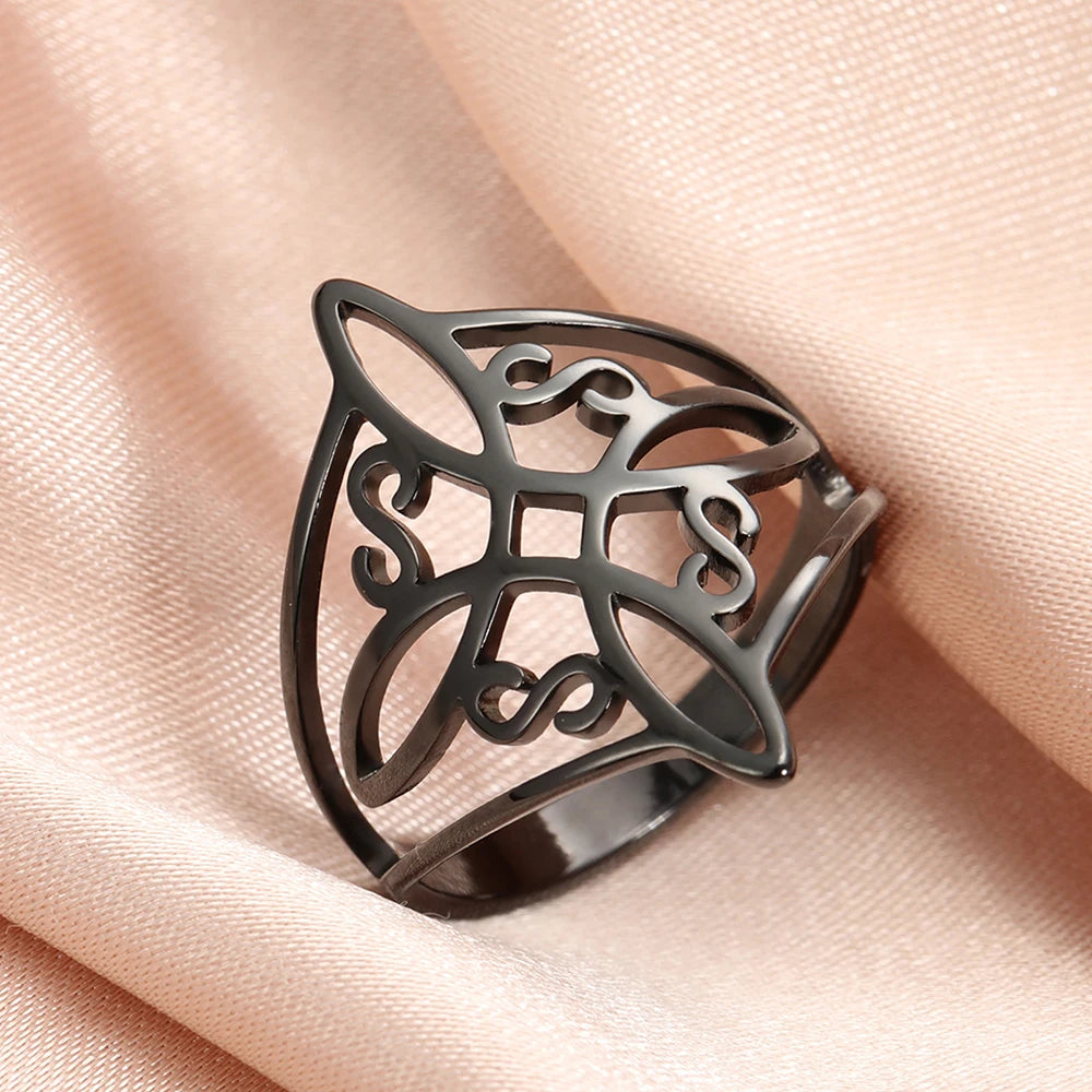 LIKGREAT bague noeud de sorcière pour femmes hommes creux en acier inoxydable bagues celtique Vintage amulette Protection Couple bijoux cadeaux