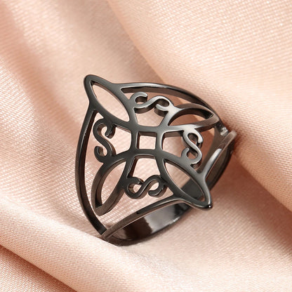 LIKGREAT bague noeud de sorcière pour femmes hommes creux en acier inoxydable bagues celtique Vintage amulette Protection Couple bijoux cadeaux