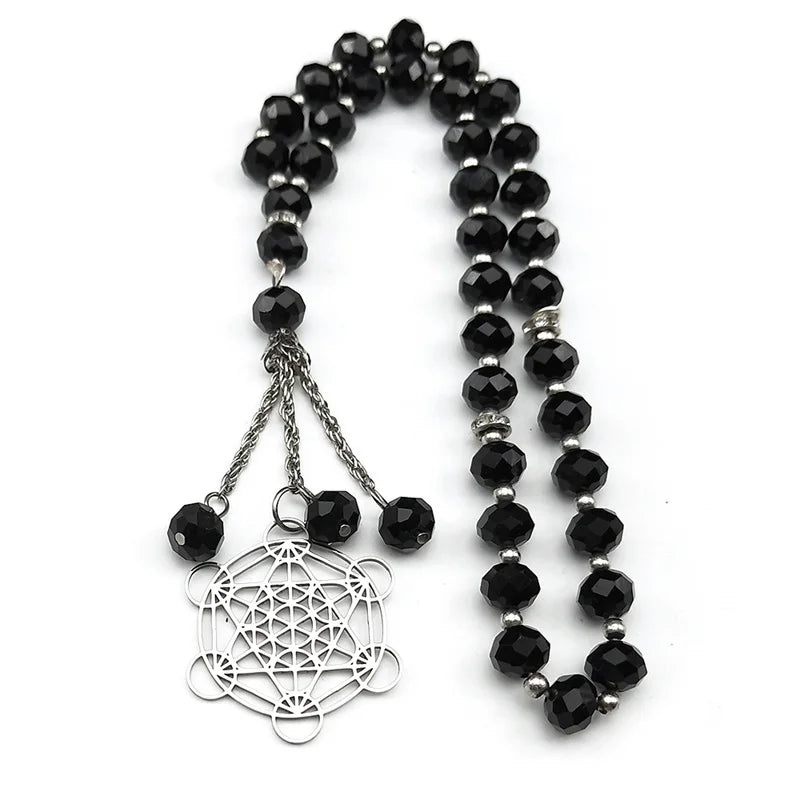 Pendentif de voiture spirituelle fleur de vie Chakra pour femmes et hommes, en acier inoxydable, géométrie sacrée, Cube Metatron, bijoux Salomon, cadeau