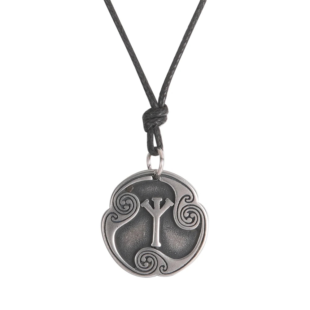 EUEAVAN rétro mystérieux Runes collier Viking bijoux corde chaîne réglable colliers en acier inoxydable pendentif amulette bijoux