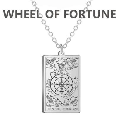 Dawapara – collier de cartes de Tarot pour femmes, en acier inoxydable, amulette de richesse, Tarot classique, arcanes majeurs, bijoux de Divination