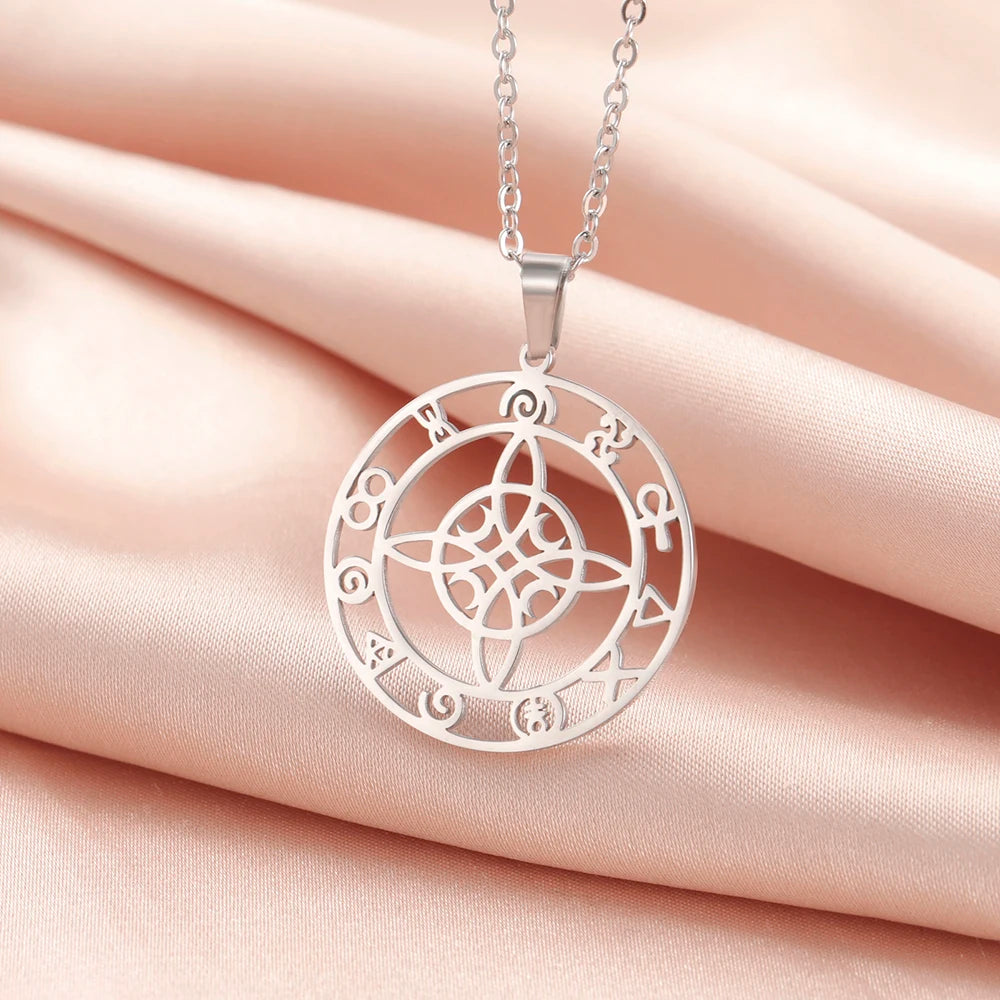 Dawapara-Collier à Nministériels d de Sorcière en Acier Inoxydable pour Femme, Amulette de Protection, Bijoux Wiccan