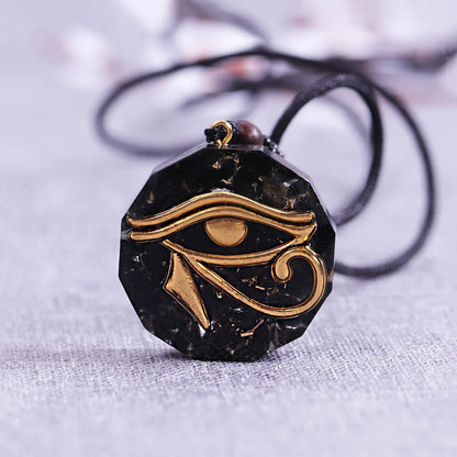 Oeil de Ra Horus Orgonite pendentif obsidienne Reiki Quartz Reiki cristal de guérison collier d'énergie réglable égyptien ancien