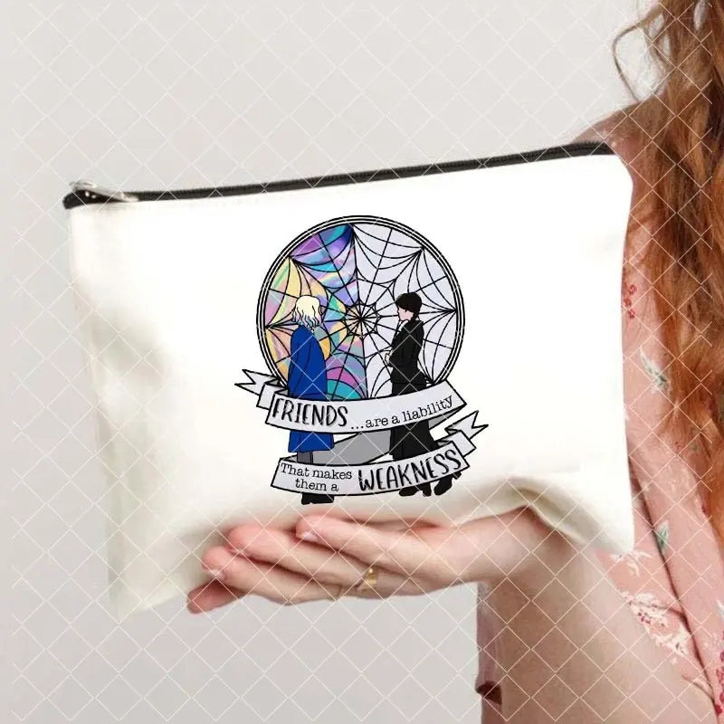 Mercredi Addams et Enid trousse à cosmétiques femmes sacs de toilette décontracté rouge à lèvres sacs de maquillage cadeau gothique filles Nevermore Academy