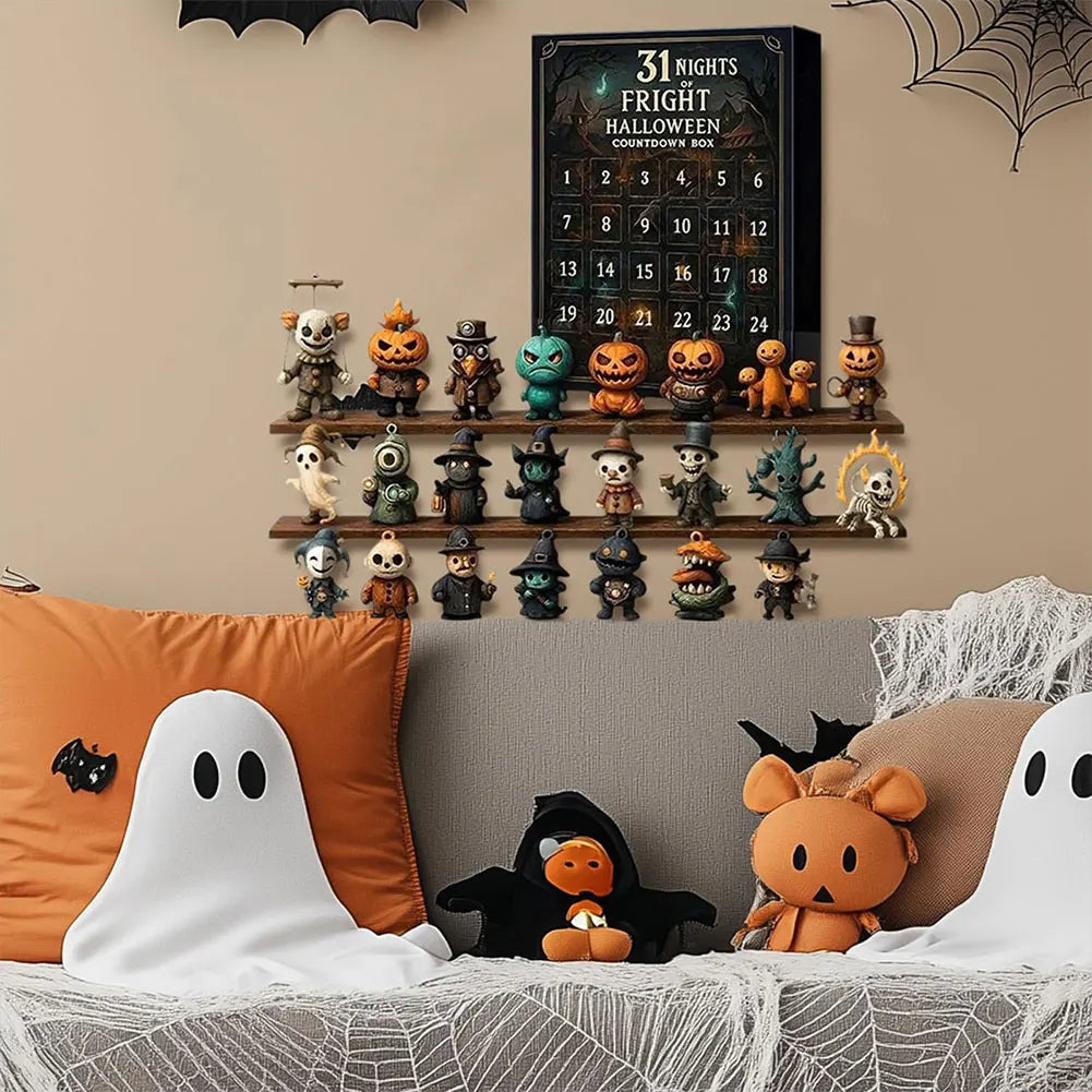 Calendrier de l'Avent d'Halloween 2025, figurines d'horreur effrayantes à collectionner, calendrier de l'Avent effrayant, boîte de compte à rebours d'Halloween pour cadeaux pour enfants