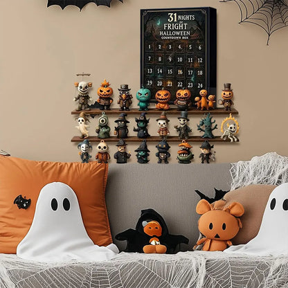 Calendrier de l'Avent d'Halloween 2025, figurines d'horreur effrayantes à collectionner, calendrier de l'Avent effrayant, boîte de compte à rebours d'Halloween pour cadeaux pour enfants