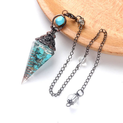 Pendentif pendule esprit pierre naturelle, chaîne en treillis, énergie porte-bonheur, résine Reiki mystérieuse pour la fabrication de bijoux, accessoires colliers