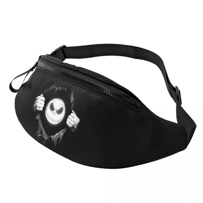 Sac Banane Personnalisé L'Étrange Noël de Monsieur Jack, Sacoche à Bandoulière pour Voyage, Randonnée, Téléphone, Poudres d'Argent