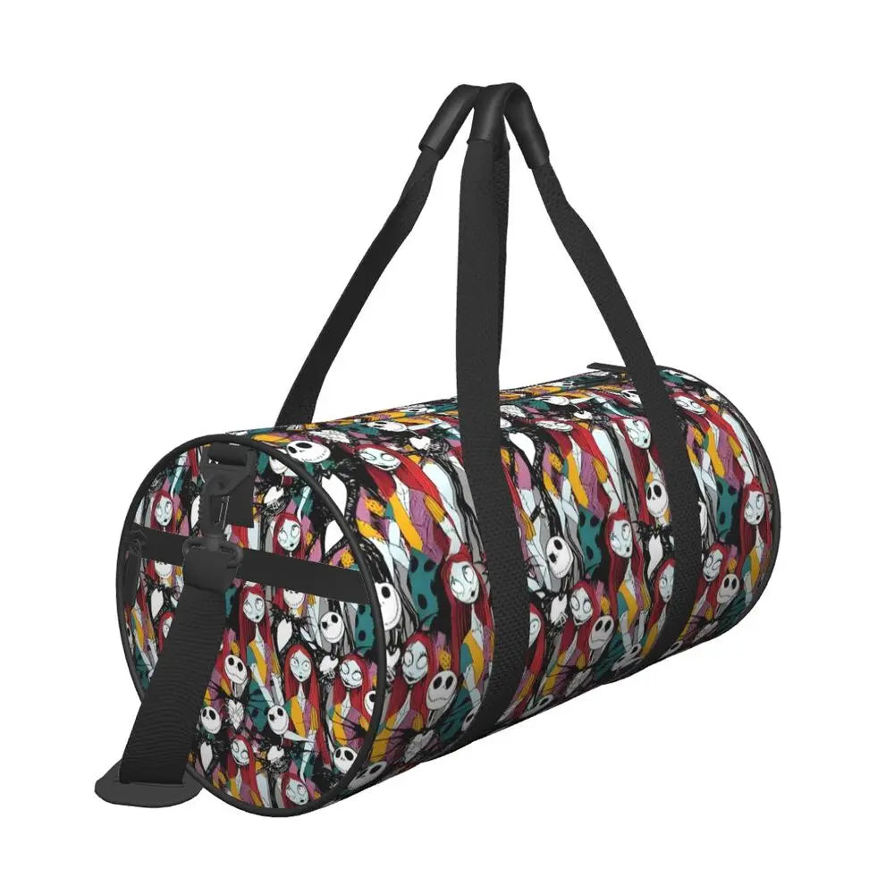 Sac fourre-tout de plage personnalisé Jack Skellington pour femmes, squelette vivant, grand compartiment, sacs de voyage pour salle de sport et plage