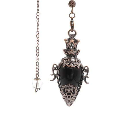 pendule spirituel veritable en cristal de quartz rose obsidienne, grand pendentif , ystes d'atterrissage, pendule radiesthésie pierre naturelle  précieuses pendules divinatoire en pierres spiritualité X202