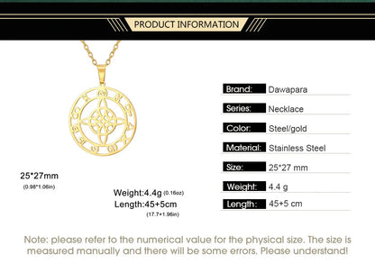 Dawapara-Collier à Nministériels d de Sorcière en Acier Inoxydable pour Femme, Amulette de Protection, Bijoux Wiccan