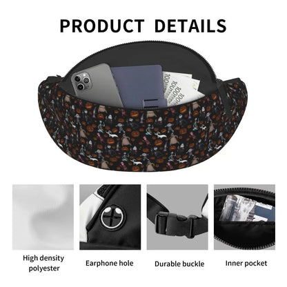 Sac Banane Personnalisé L'Étrange Noël de Monsieur Jack, Sacoche à Bandoulière pour Voyage, Randonnée, Téléphone, Poudres d'Argent