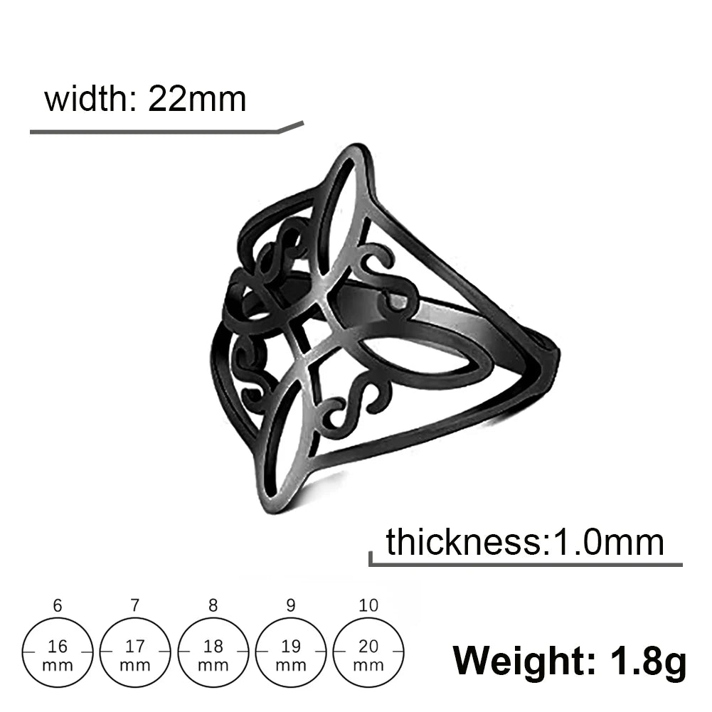 LIKGREAT bague noeud de sorcière pour femmes hommes creux en acier inoxydable bagues celtique Vintage amulette Protection Couple bijoux cadeaux