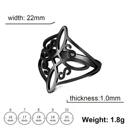 LIKGREAT bague noeud de sorcière pour femmes hommes creux en acier inoxydable bagues celtique Vintage amulette Protection Couple bijoux cadeaux