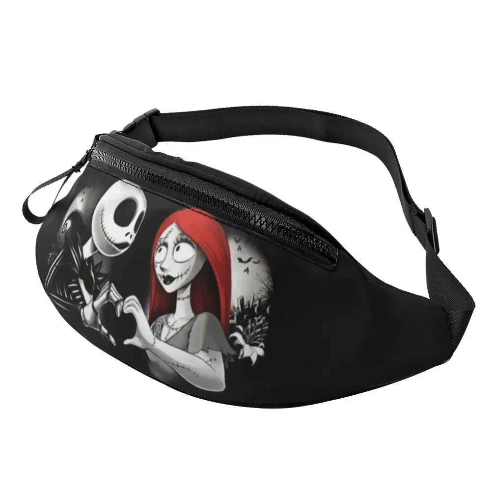 Sac Banane Personnalisé L'Étrange Noël de Monsieur Jack, Sacoche à Bandoulière pour Voyage, Randonnée, Téléphone, Poudres d'Argent
