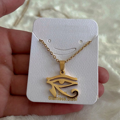 Collier en acier inoxydable avec symbole de l'egypte ancienne, Vintage, pharaon égyptien, pendentif œil d'horus, bijoux à la mode pour femmes