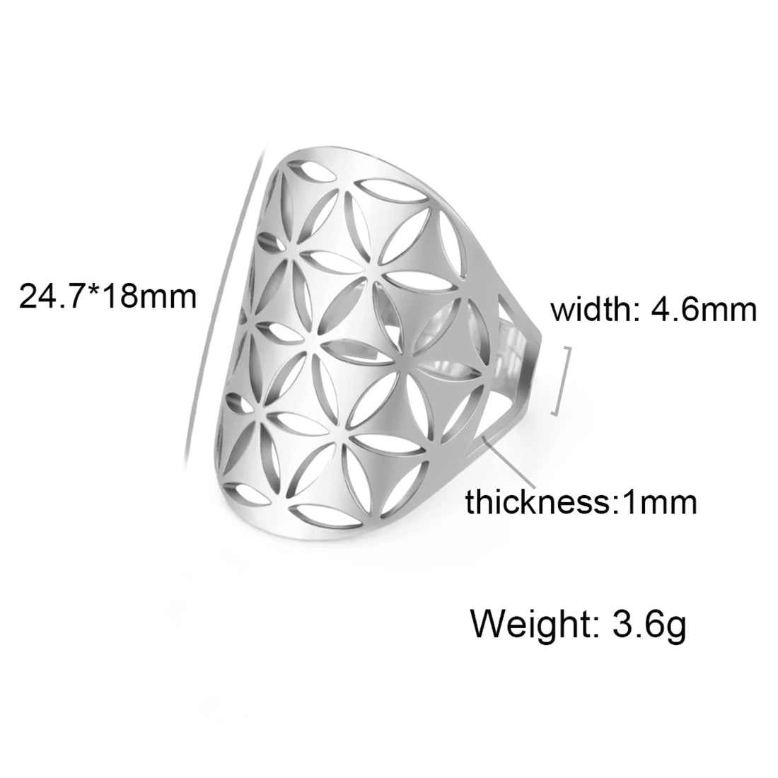 EUEAVAN – bague fleur de vie en acier inoxydable, géométrie sacrée archange Metatron, amulette réglable, bijoux cadeau, vente en gros