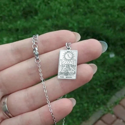 Dawapara – collier de cartes de Tarot pour femmes, en acier inoxydable, amulette de richesse, Tarot classique, arcanes majeurs, bijoux de Divination