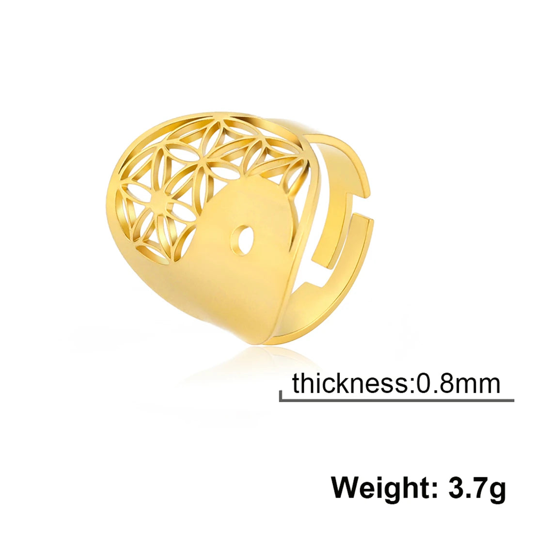 EUEAVAN – bague fleur de vie en acier inoxydable, géométrie sacrée archange Metatron, amulette réglable, bijoux cadeau, vente en gros