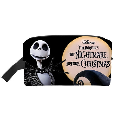 Sac à cosmétiques le cauchemar avant noël pour filles, pochette de maquillage Jack Skellington, organisateurs portables, étui de maquillage, cadeau pour femmes