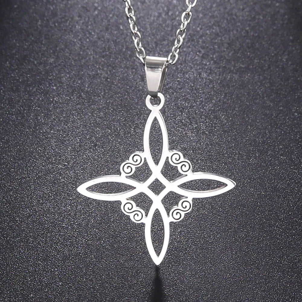 Dawapara-Collier à Nministériels d de Sorcière en Acier Inoxydable pour Femme, Amulette de Protection, Bijoux Wiccan