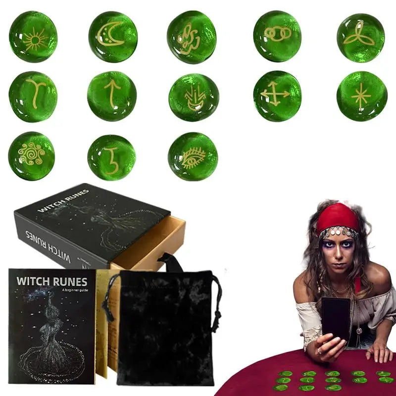 Rune Coal Set avec Runes Plepour débutants, verre, sorcières, velours, proximité, sac à cordes pour la guérison